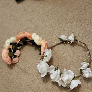 Floral Headband Set - Cream and White
